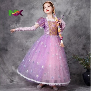 Disfraz <span class=keywords><strong>de</strong></span> Princesa Rapunzel <span class=keywords><strong>para</strong></span> Niñas, Vestido <span class=keywords><strong>de</strong></span> Fiesta <span class=keywords><strong>de</strong></span> Tul con Lentejuelas y Mangas Cortas, Exquisito Vestido <span class=keywords><strong>de</strong></span> Navidad - Product Image 2