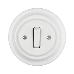 Surface Mounted Porcelain Retro White Color Home Light Button 1 Gang 1 Way Dimmer Switch Wall Socket