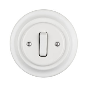 Vintage en porcelaine blanche, boutons de lumière, gradateur 1 voie, prise murale, rétro, montage en Surface, couleur blanche - Product Image 1