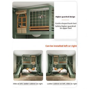 2025 Full Solid Wood Modern Children's Boys' Bunk <b>Bed</b> Two-Layer Princess Castle Tree House Bedroom <b>Bed</b> - Product Image 5