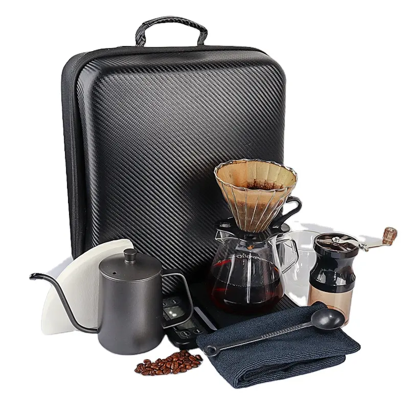 Penjualan terlaris 9-buah setelan Manual perjalanan Espresso alat kopi Drip kopi Pour lebih dari Set tangan pembuat kopi Set
