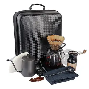 Hot Sale 9-piece suit Manual Travel Espresso Coffee Tools Drip Coffee Pour Over Set Hand Brew Coffee Maker Set