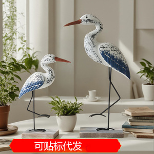 Mediterranean Style Wooden Seabird Figurines Handmade Art Display Decorative <b>Ornaments</b> - Product Image 4