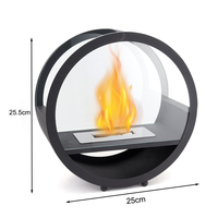 Cheminée d'intérieur semi-circulaire en métal à bioéthanol, modèle OEM/ODM, mini foyer de table à flamme réelle, chauffage à brûleur intégré, vente chaude