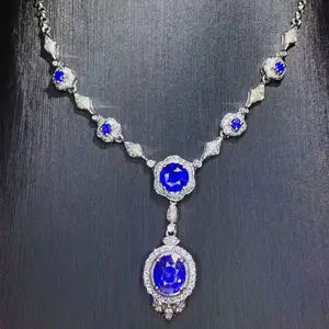 Saudi Arabië bridal bruiloft edelsteen sieraden met prijs 18k gold 2.39ct Sri Lanka natuurlijke royal blue sapphire hanger ketting