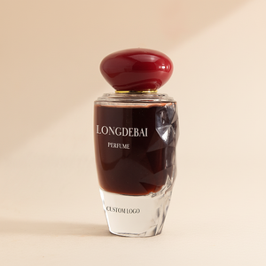 Botella de Perfume de Vidrio Irregular para Cosméticos, Lujosa y Única, de 100 ml, Vacía, con Bomba y Tapa Roja - Product Image 3