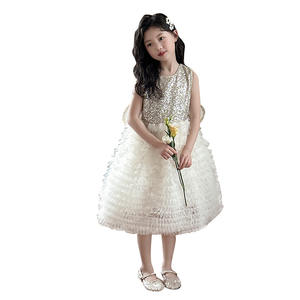 Estate principessa bambino bambino bambino bambino Tutu con paillettes abito da sera tinta unita Beige bambina abito da festa con ali boutique Design - Product Image 1
