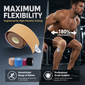 Bande de kinésiologie élastique imperméable pour le soulagement musculaire, idéale pour le <span class=keywords><strong>fitness</strong></span>, la course à pied, la gym et la récupération des blessures - Product Image 1