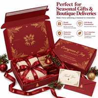 Boîte d'expédition en carton ondulé rouge personnalisée pour Noël avec logo doré, emballages cadeaux de fin d'année pour marques festives et paniers d'hiver
