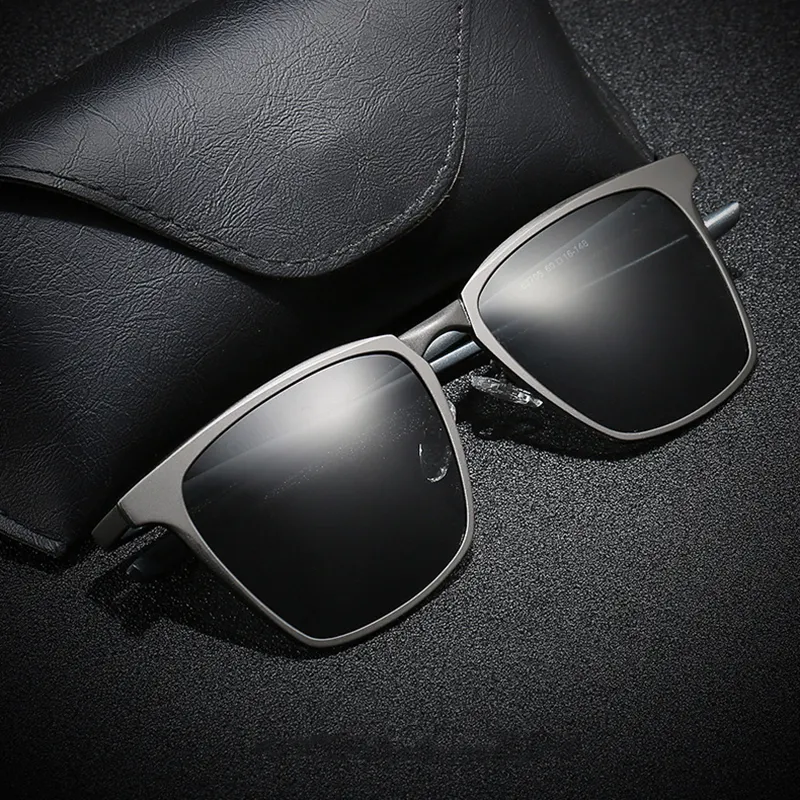 2022 nouveau uv400 polarisé hommes carré mode aluminium magnésium lunettes de soleil ultra-légères avec charnière en métal