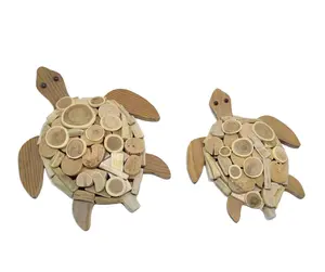 Tortue en bois rustique thème nautique avec corde croix mur Art décor bateau roue en bois mur Art décor