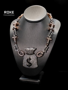 Colgante de Letra Bicolor 3D con Diamantes de Laboratorio - Joyería de Lujo Convertible en Oro de 9K/<span class=keywords><strong>14K</strong></span> Estilo Hip Hop (Certificado IGI) para Boda, Compromiso, Fiesta - Product Image 1