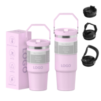 Gourde isotherme double paroi 30 oz avec poignée, portable pour l'extérieur, durable, impression sérigraphique moderne