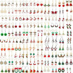 Nouveaux bijoux de noël créatifs boucles d'oreilles en métal émaillé dessin animé mignon noël père noël arbre Elk boucles d'oreilles cadeau de vacances boucles d'oreilles - Product Image 2