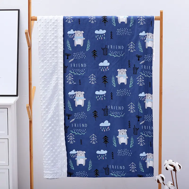Double-sided design Machine washable baby pram blankets Cartoon printing and dyeing children's blankets and kids Sleep blankets