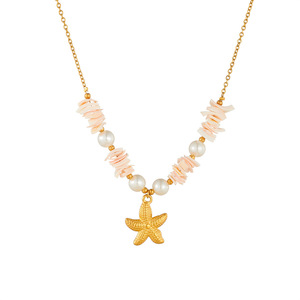 Starfish Pendant <b>Necklace</b> With Pearl And Shell Beads For <b>Beach</b> Vacation Style Everyday Wear - Product Image 5