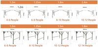 Table de Repas Pliante de Location d'Extérieur pour Mariage, 8 Places, Pliable 6 Pieds, Blanche en Plastique Rectangulaire, pour Événements et Fêtes à Vendre