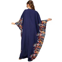 Robe élégante jaune grande taille 3422 pour femmes musulmanes du Moyen-Orient, manches chauve-souris, anti-statique, coupe ample, mode automne, en polyester