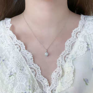 Collier pendentif en or blanc 18 carats avec diamant de laboratoire pour femme, <span class=keywords><strong>solitaire</strong></span> rond à 4 griffes, réglable, bijoux fins et tendance - Product Image 4