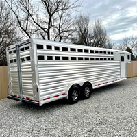 Remorque utilitaire pour bétail à 2 essieux, parois latérales amovibles, clôture de transport pour bovins, moutons, chevaux, porcs, capacité de charge de 2001 à 3000 kg, taille 12x6