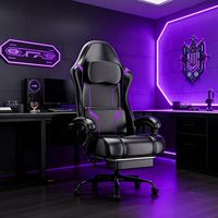 AJUNION Chaise de Gaming en Cuir Ergonomique, Chaise de Course avec Repose-Pieds, Support Lombaire, Accoudoirs Articulés, Chaise de Gamer, Chaise de Bureau