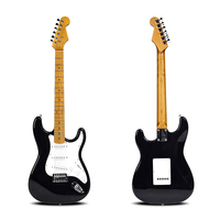 Guitare électrique noire brillante avec corps massif, manche en érable, micros SSS, pickguard blanc, modèle ST, Guitarra Electrica pour la scène