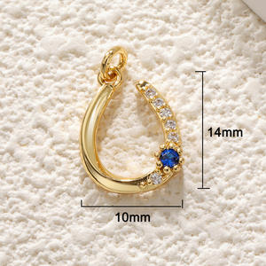 Liontin sepatu kuda bentuk U anak-anak, perhiasan liontin sepatu kuda berlapis emas tembaga zirkon bertatahkan DIY - Product Image 3