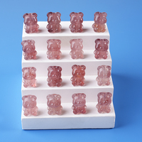 Vente en gros de pierres précieuses en vrac cristal fraise quartz ours bracelet à breloques design charmes sculpture pour bracelet fabrication de bijoux DIY