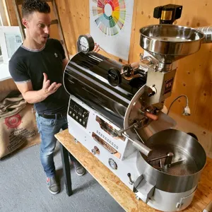 ווינטופ 1 ק""ג קליית קפה מנירוסטה חצי אוויר חם קפה טוסטר מכונת קלייה בגז