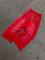 Pantalon de jogging personnalisé pour homme, coupe large, délavé à l'acide, grande taille, style designer
