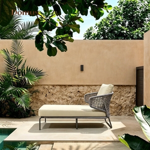 Tabouret de <span class=keywords><strong>bar</strong></span> d'extérieur moderne de style nordique avec cadre en aluminium à pieds hauts, dossier en rotin tressé, imperméable et résistant au soleil pour terrasse et jardin - Product Image 6
