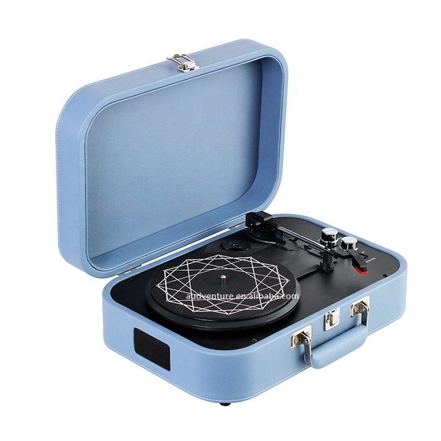 Favorite Modern Portable Blue Tooth Vinyl Turntable Record Player with USB Aux Headphone Jack