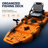 Kayak Viking 9.2FT Modulaire Monoplace avec Système de Propulsion à Pédales Détachable et Moteur de Pêche Interchangeable, Siège Haut en HDPE pour la Pêche