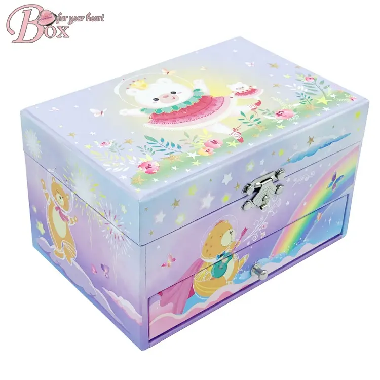 2022 wind up musical boxes hand craft Dancing ballerina paper custom girls jewelry box music