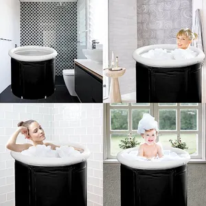 Baignoire pliante en PVC personnalisé noir, baignoire à chaud Portable pour adultes