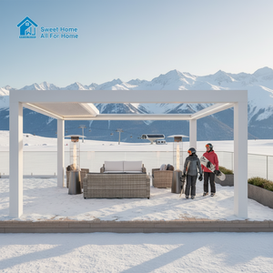 Pérgola <span class=keywords><strong>de</strong></span> Aluminio Resistente con Techo <span class=keywords><strong>de</strong></span> Láminas, Impermeable, para Patio, Jardín, Gazebo, Toldo, Decoración Bioclimática para Jardín - Product Image 3