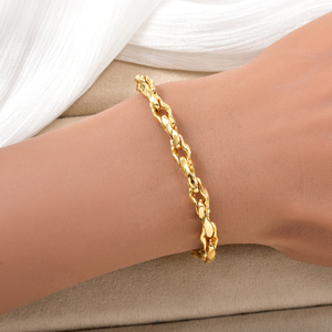 bulk <b>gold</b> polished twisted glossy luxurious minimalist <b>solid</b> sleek fashion chain link stainless steel wholesale luxe bracelet - Product Image 2