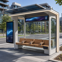 Abribes de bus intelligents pour villes connectées avec écrans LED LCD, panneaux publicitaires lumineux, fabrication et vente en gros
