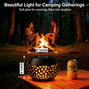 โคมไฟตั้งโต๊ะโซลาร์เซลล์กลางแจ้ง IP65 กันน้ำ ลายเปลวไฟเต้นรำ แสงไฟตกแต่งโลหะสีดำ สำหรับโต๊ะทำงาน ระเบียง สวน - Product Image 3