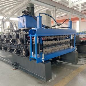 เครื่องม้วนโลหะลูกฟูกทรงสี่เหลี่ยมคางหมูเครื่องทำหลังคาสองชั้นมอเตอร์เกียร์ - Product Image 5