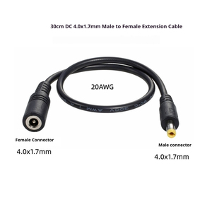 Câble d'extension Tideseer DC 4.0x1.7mm mâle/femelle, 32cm, 20AWG, 40W, PVC noir, pour netbooks/PSP/lecteurs <span class=keywords><strong>CD</strong></span>/boîtiers TV - Product Image 2