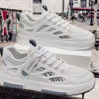 Chaussures pour hommes, mocassins en cuir blanc tendance, baskets à lacets, doublure en mesh sportive, respirantes, antidérapantes, confortables pour le printemps