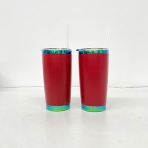 Xmas Red Powder Coated Green Plated Underneath 20oz Stainless Steel <b>Coffee</b> Travel Mugs Tumbler <b>Cups</b> with Magnetic Slide <b>Lid</b> - Product Image 4