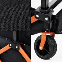 Chariot de camping pliable à quatre roues avec table réglable en hauteur, auvent et rangement pour courses, disponible en OEM