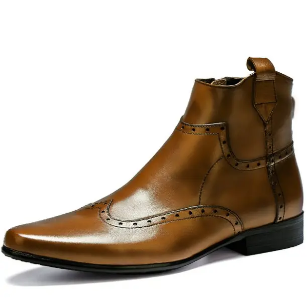 HQC-1004 100% gerçek el yapımı deri ayakkabı erkekler için moda erkek botları