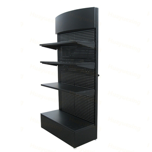 Estantería Unidad de góndola Soporte de exhibición de tablero adhesivo usado Estantes de exhibición de hardware para tiendas Recubrimiento de polvo de metal resistente Recubrimiento en polvo