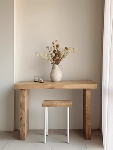 Table de bar longue et étroite en bois massif personnalisable |   Style vintage français en bois crème pour une utilisation en intérieur, en extérieur et dans les bars à domicile - Product Image 5