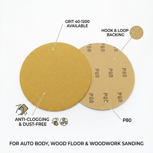Disque de ponçage auto-agrippant sans poussière, oxyde d'aluminium, grain 40-1200, antistatique, disque abrasif sans chargement pour ponceuse - Product Image 2