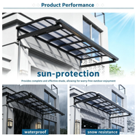 Abri de terrasse en polycarbonate pratique pour jardin, terrasse, repas en plein air, résistant aux UV, imperméable, lumière naturelle, protection solaire, structure en aluminium