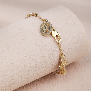 Nueva declaración religiosa pulsera <span class=keywords><strong>de</strong></span> moda <span class=keywords><strong>Virgen</strong></span> María Cruz colgante <span class=keywords><strong>Rosario</strong></span> cadena católica iconografía declaración brazaletes católicos - Product Image 2